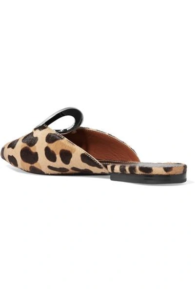 Shop Proenza Schouler Eyelet-embellished Leopard-print Calf Hair Slippers In Leopard Print