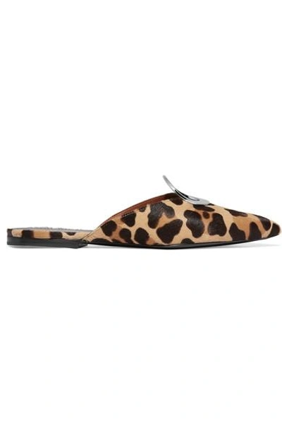 Shop Proenza Schouler Eyelet-embellished Leopard-print Calf Hair Slippers In Leopard Print