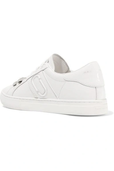 Shop Marc Jacobs Empire Embellished Leather Sneakers In White