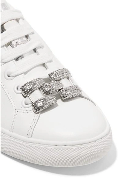 Shop Marc Jacobs Empire Embellished Leather Sneakers In White