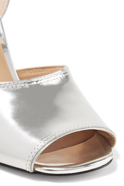Shop Marc Jacobs Kasia Crystal-embellished Metallic Leather Sandals In Silver