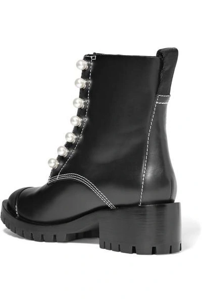 Shop 3.1 Phillip Lim / フィリップ リム Lug Sole Zipper Embellished Leather Ankle Boots In Black