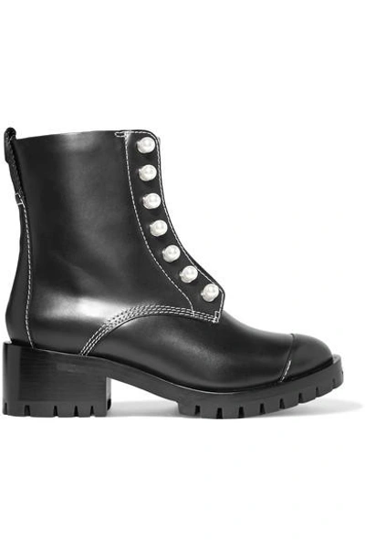 Shop 3.1 Phillip Lim / フィリップ リム Lug Sole Zipper Embellished Leather Ankle Boots In Black