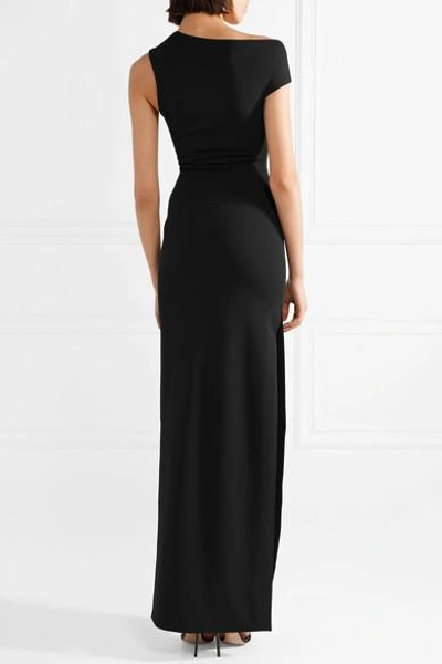 Shop Solace London Mille Asymmetric Stretch-crepe Gown In Black