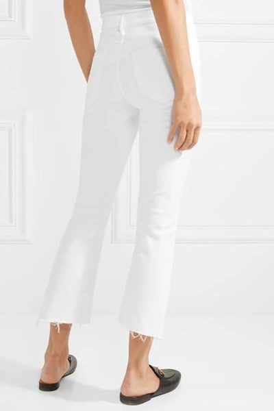 Shop Mother The Insider Crop High-rise Flared Jeans In White