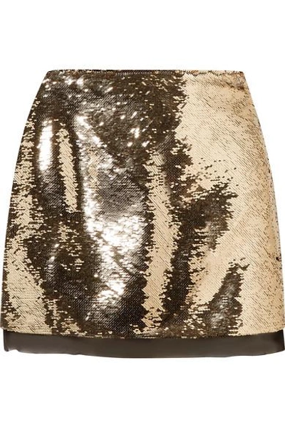 Shop Rachel Zoe Finn Sequined Chiffon Mini Skirt In Gold