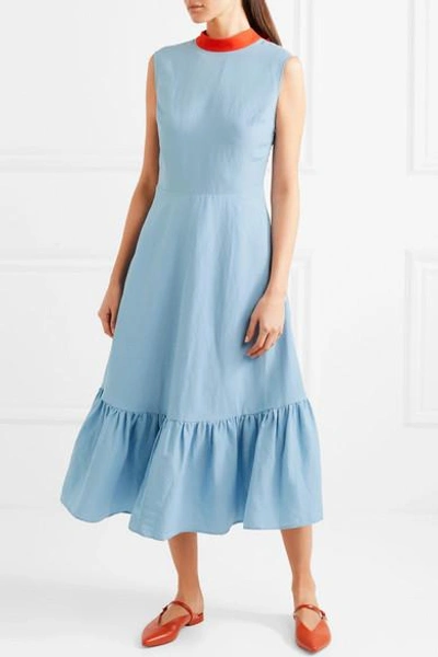 Shop Rejina Pyo Bridget Woven Midi Dress In Blue