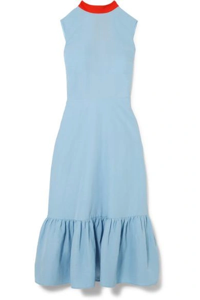 Shop Rejina Pyo Bridget Woven Midi Dress In Blue