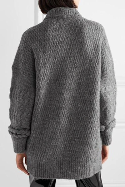 Shop Opening Ceremony Oversized Cable-knit Wool-blend Sweater In Gray