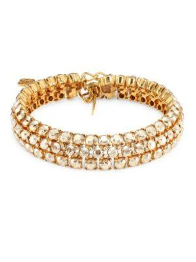 Shop Oscar De La Renta Crystal Cluster Stacked Necklace In Gold