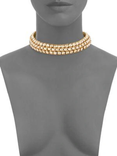 Shop Oscar De La Renta Crystal Cluster Stacked Necklace In Gold