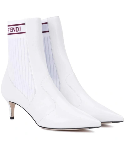 Shop Fendi Leather Ankle Boots In White