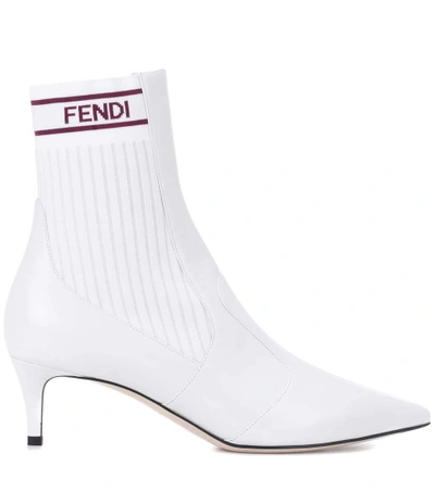 Shop Fendi Leather Ankle Boots In White