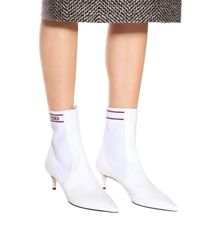 Shop Fendi Leather Ankle Boots In White