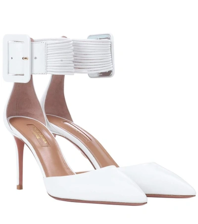 Shop Aquazzura Casablanca 85 Leather Pumps In White