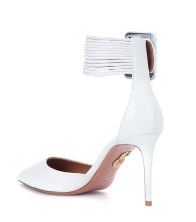 Shop Aquazzura Casablanca 85 Leather Pumps In White