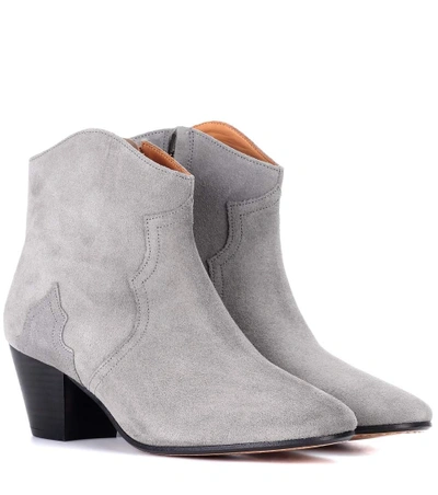 Shop Isabel Marant Dicker Suede Ankle Boots In Grey