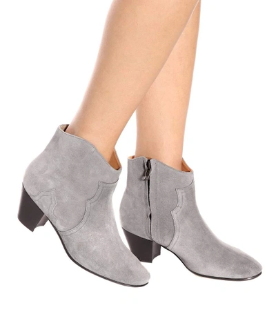 Shop Isabel Marant Dicker Suede Ankle Boots In Grey