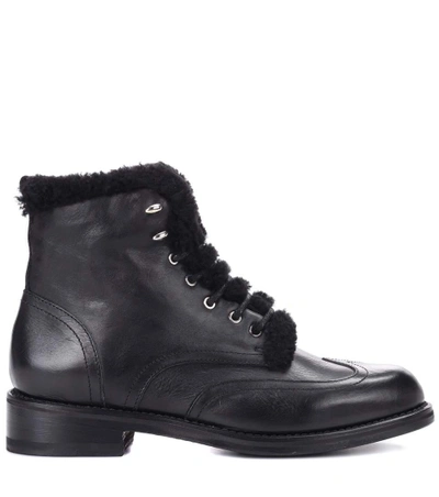 Shop Rag & Bone Cozen Shearling-lined Leather Boots In Black