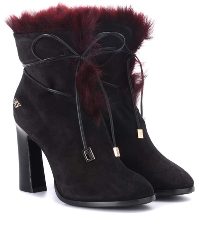 Shop Roger Vivier Chunky Trompette Suede Ankle Boots In Black