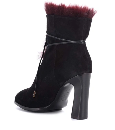 Shop Roger Vivier Chunky Trompette Suede Ankle Boots In Black