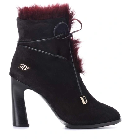 Shop Roger Vivier Chunky Trompette Suede Ankle Boots In Black