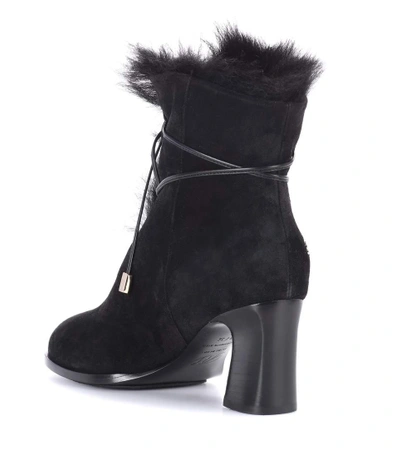 Shop Roger Vivier Chunky Trompette Suede Ankle Boots In Black