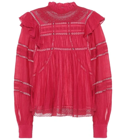 Shop Isabel Marant Étoile Viviana Cotton-blend Blouse In Red