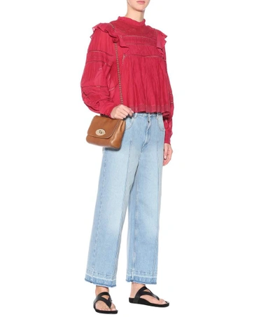 Shop Isabel Marant Étoile Viviana Cotton-blend Blouse In Red