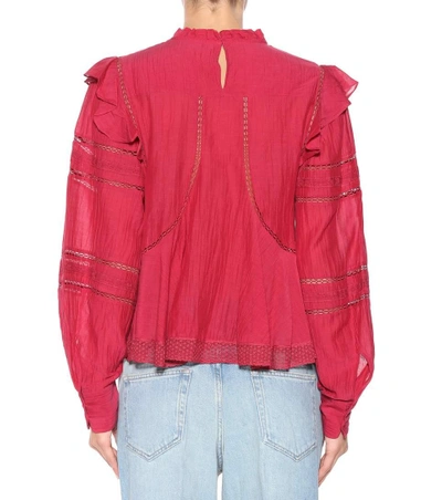 Shop Isabel Marant Étoile Viviana Cotton-blend Blouse In Red