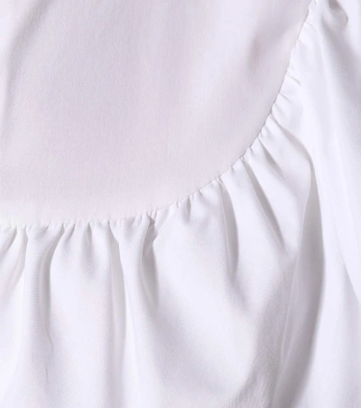 Shop Red Valentino Ruffle-trimmed Cotton-blend Blouse In White