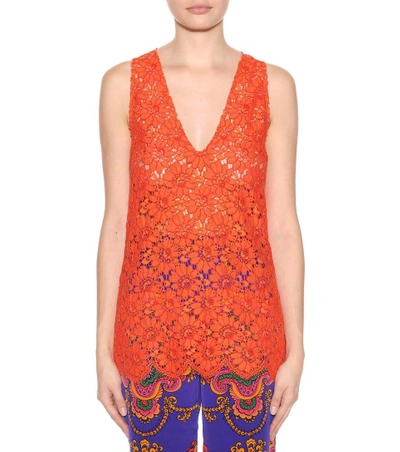 Shop Gucci Lace Top In Red