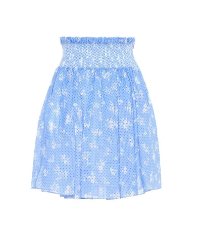 Shop Miu Miu Floral-printed Skirt In Blue