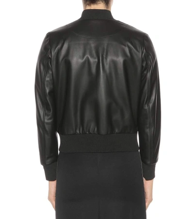 Shop Fendi Embellished Leather Bomber Jacket
