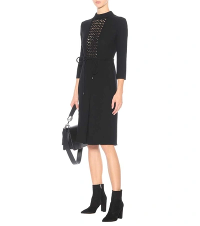 Shop Bottega Veneta Wool-crêpe Dress In Black