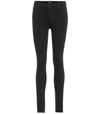 Shop 7 For All Mankind High-rise Skinny Jeans In Black