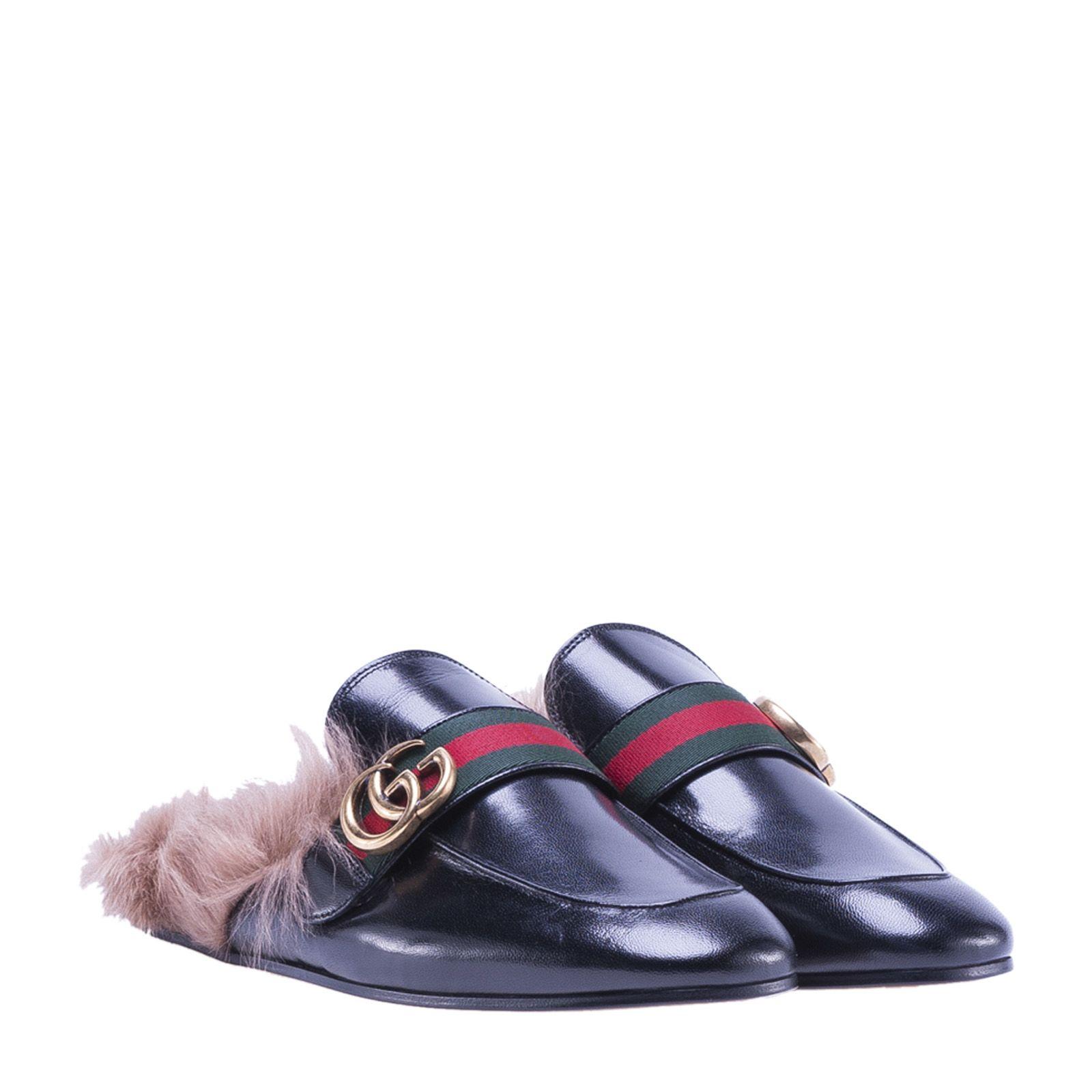 princetown leather slipper with double g