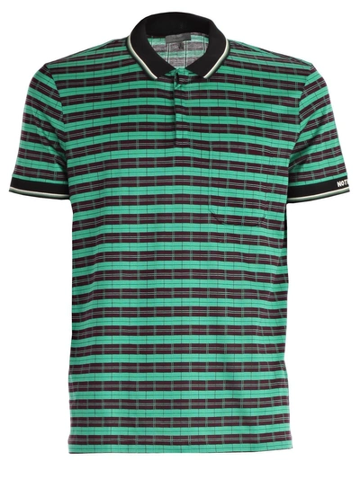 Shop Lanvin Polo Shirt In Burgundy Green