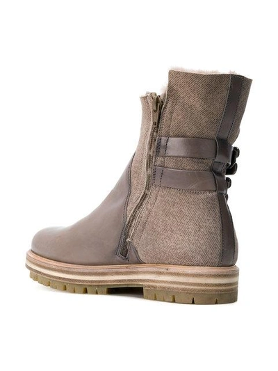 Shop Agl Attilio Giusti Leombruni Buckled Two Tone Boots In Neutrals