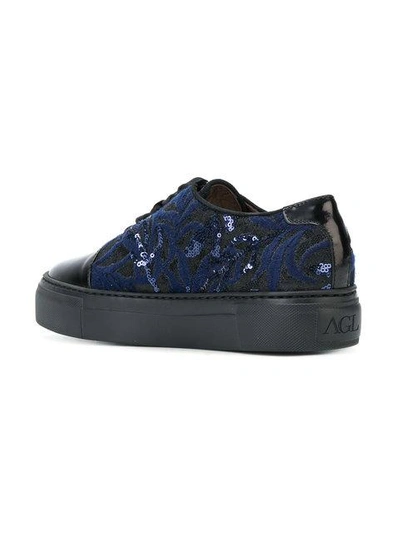 Shop Agl Attilio Giusti Leombruni Embroidered Sequin Sneakers In Black