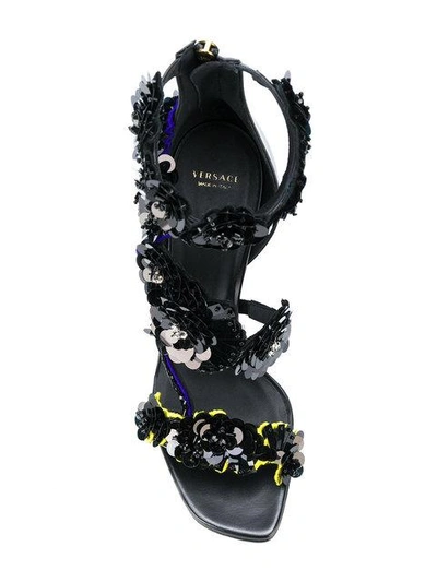 Shop Versace Floral Sequin In Black