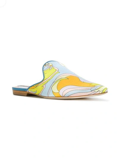 Shop Emilio Pucci Printed Point-toe Mules In Multicolour