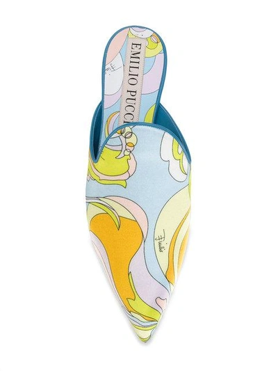 Shop Emilio Pucci Printed Point-toe Mules In Multicolour