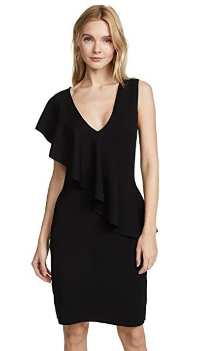 Shop Diane Von Furstenberg Sleeveless Asymmetric Ruffle Front Dress In Black