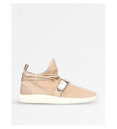 Shop Giuseppe Zanotti Hayden Suede Trainers In Taupe