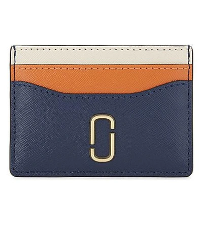 Shop Marc Jacobs Snapshot Saffiano Leather Card Holder In Black/chianti