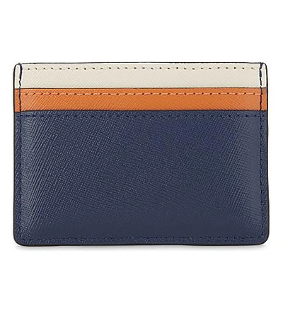 Shop Marc Jacobs Snapshot Saffiano Leather Card Holder In Black/chianti