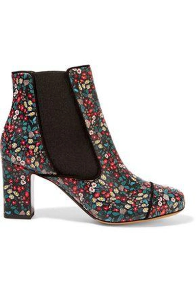 Shop Tabitha Simmons Woman Micki Nubuck-trimmed Velvet Ankle Boots Black