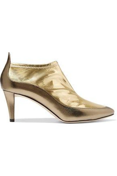 Shop Jimmy Choo Woman Dierdre Two-tone Metallic Pvc And Textured-leather Ankle Boots Gold