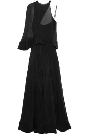 Esteban Cortazar Woman Neoprene-trimmed Silk-chiffon Gown Black | ModeSens